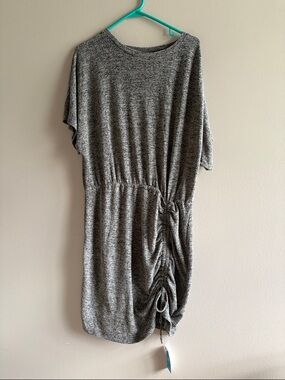 Cupshe Gray Ribbed Knit Drawstring Side Dress